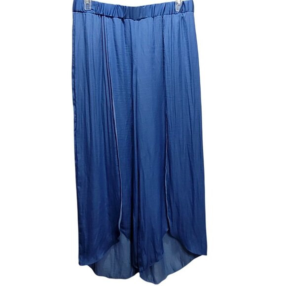 H Halston Split Leg Wrap Pants Blue L - Picture 2 of 7